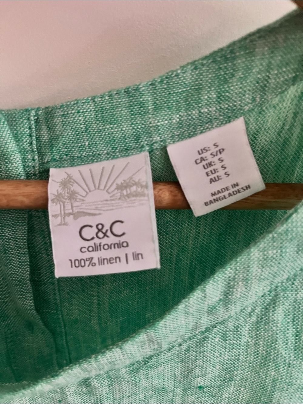 C&C California Sleeveless Linen Tank Top in Seafoam Green - Picture 3 of 7